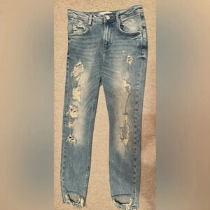 Zara Woman's Denim jeans Makers Distressed womens skinny Jeans light‎ washed 2